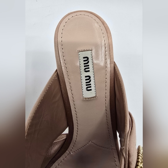 Miu Miu Satin Crystal Rose Mules - Picture 5 of 16